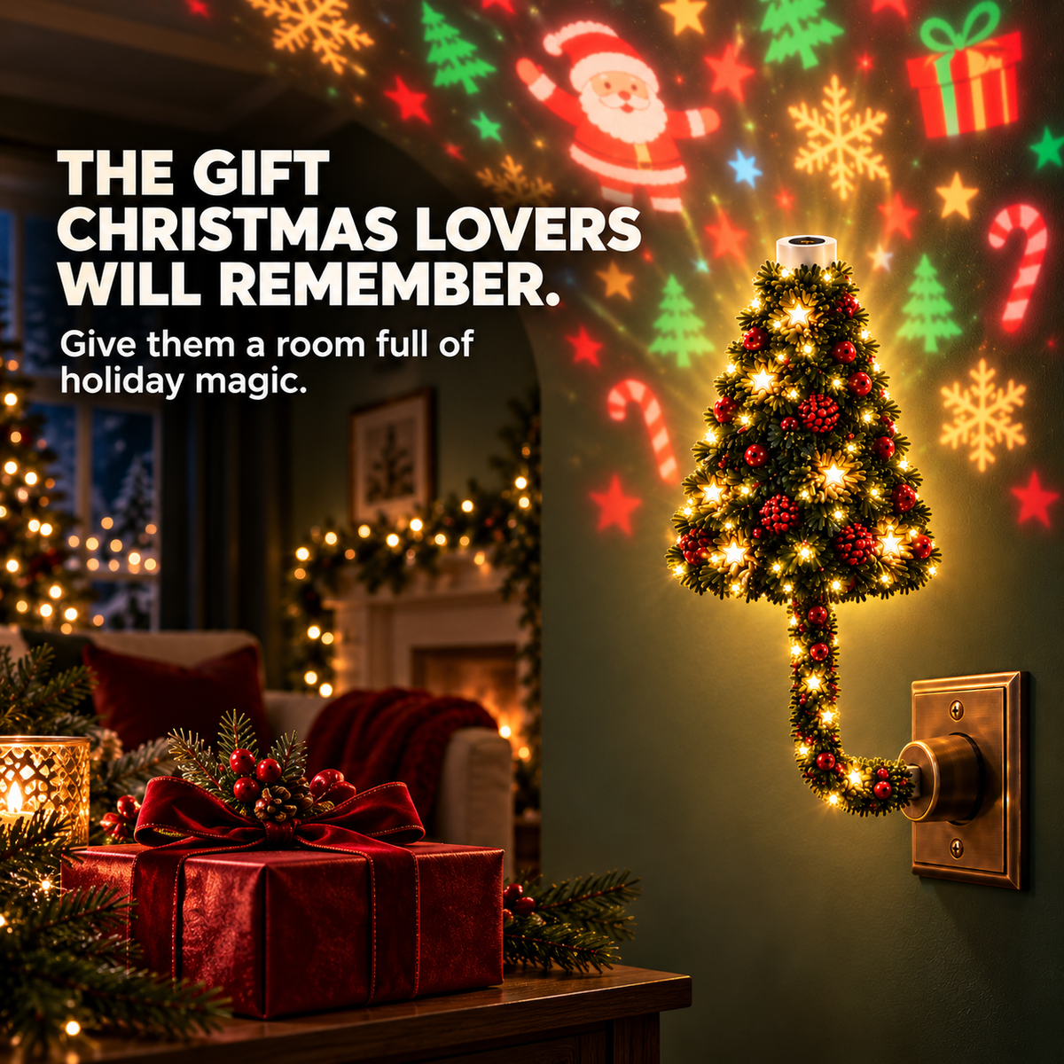 🎄 Plug-In Christmas Tree Projection Night Light – Instant Holiday Room Decor