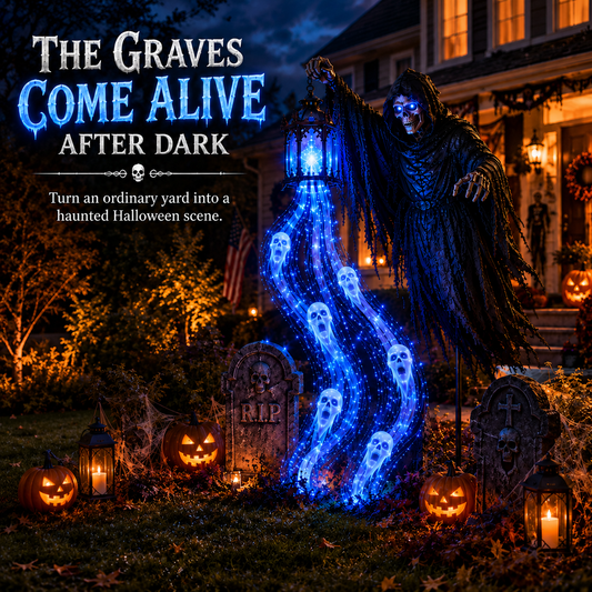 🎁💀The Grim Reaper’s Glowing Garden-A Spooky Halloween Yard Display