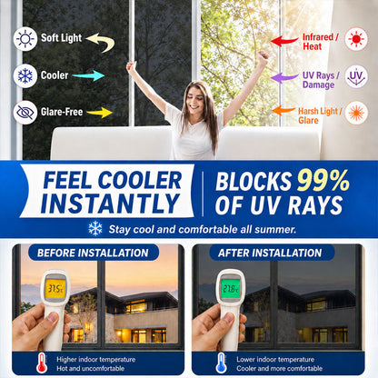 ⏰ Last Day Exclusive 60% OFF ☀️ One-Way Mirror Window Film – Heat Control & UV Protection