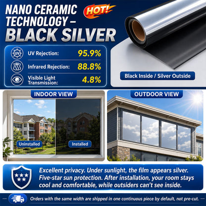 ⏰ Last Day Exclusive 60% OFF ☀️ One-Way Mirror Window Film – Heat Control & UV Protection