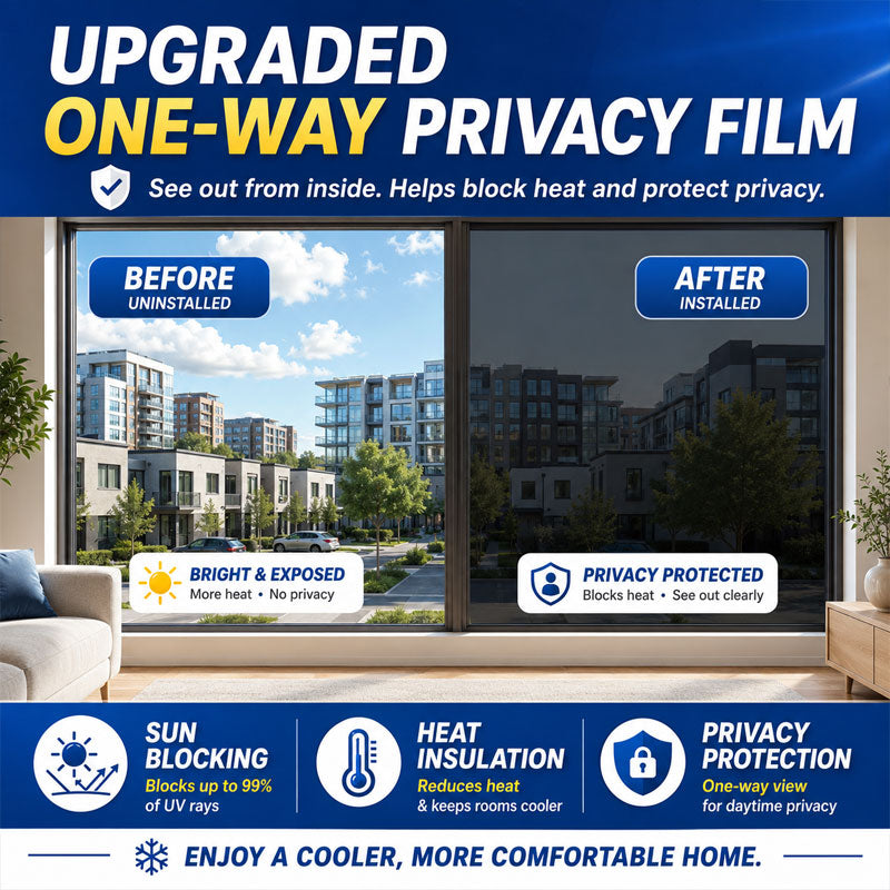 ⏰ Last Day Exclusive 60% OFF ☀️ One-Way Mirror Window Film – Heat Control & UV Protection