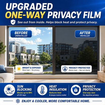 ⏰ Last Day Exclusive 60% OFF ☀️ One-Way Mirror Window Film – Heat Control & UV Protection