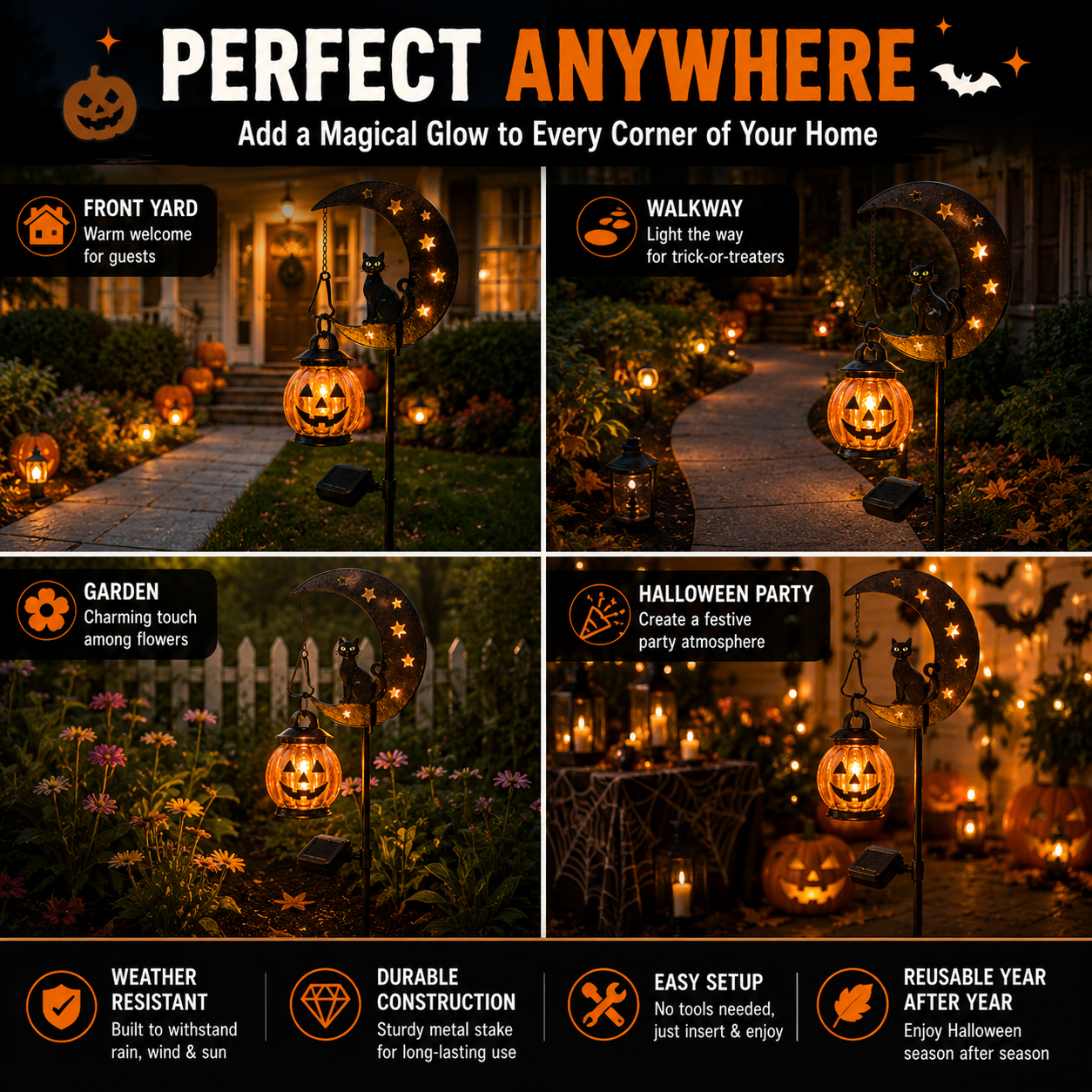 🎃 Halloween Early Bird Sale🌙 49% OFF Pumpkin Moon Garden Stake Light