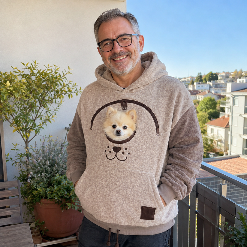 🏅2026 Hot Sale 🐕 Cozy Fleece Pet Bonding Pouch Hoodie - Warm &Supportive Small Pet CarrierClothing