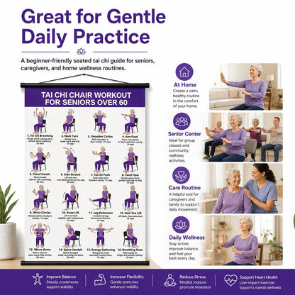 🔥🎁🔥Tai Chi Chair Workout Chart for Seniors (16 x 24 inches)