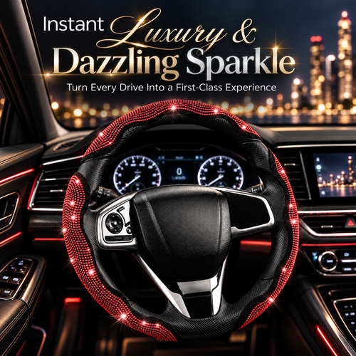 💎 Sparkly Crystal Carbon Fiber Steering Wheel Protection Set 🏎️