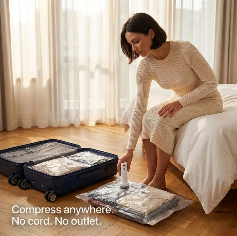 🔥 The Storage Solution Every Home Needs Cordless Vacuum Compression Bag Set