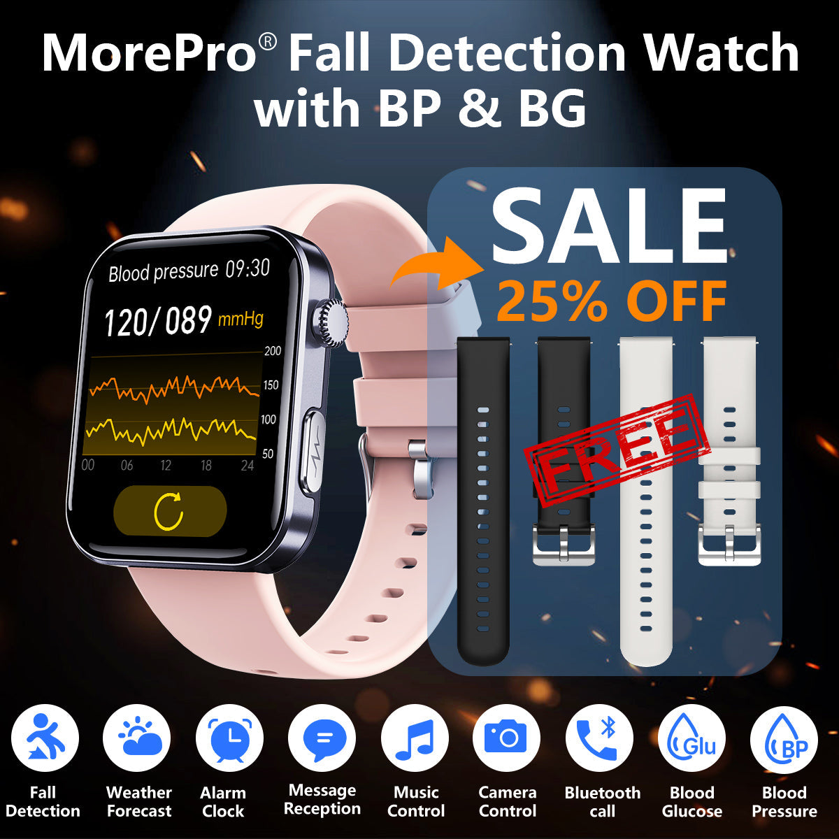 Best Upgrade PulseMax Fall Detection Watch With Blood Glucose+Blood Pressure Monitoring+Calls 2026