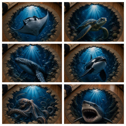 ✈️Last Day 50% OFF🌊Ocean Portal Illusion Rug - A Realistic 3D Ocean World Beneath Your Feet