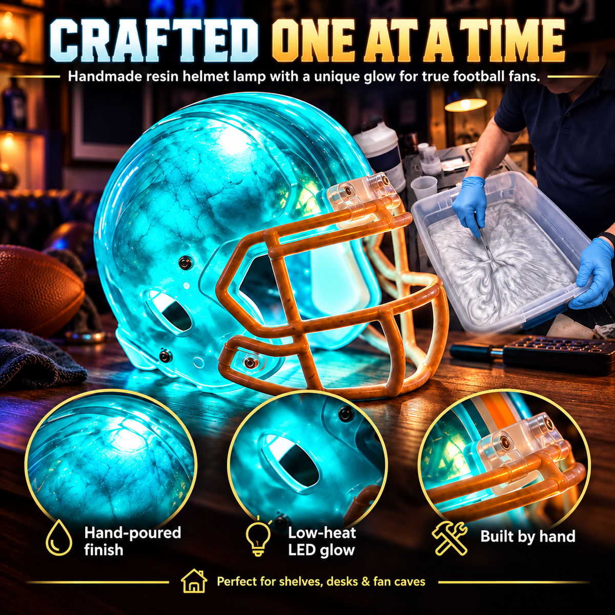 🏈 Handmade Football Helmet Lamp
