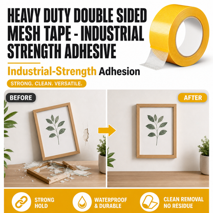 Heavy Duty Double Sided Mesh Tape - Industrial Strength Adhesive
