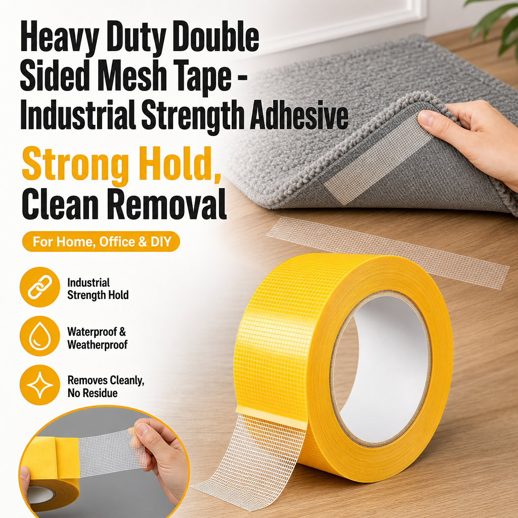 Heavy Duty Double Sided Mesh Tape - Industrial Strength Adhesive