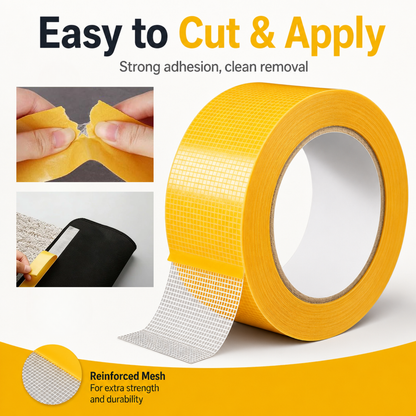Heavy Duty Double Sided Mesh Tape - Industrial Strength Adhesive
