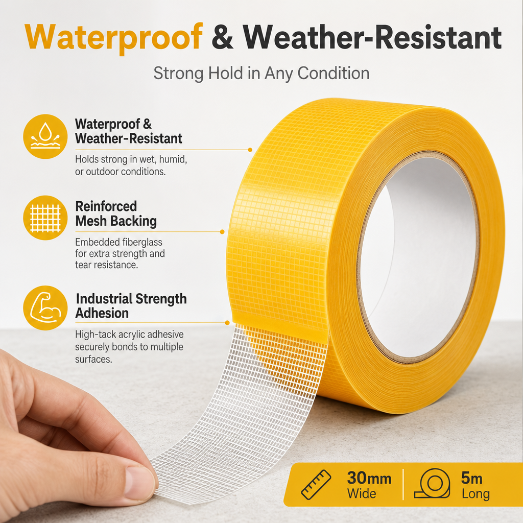 Heavy Duty Double Sided Mesh Tape - Industrial Strength Adhesive