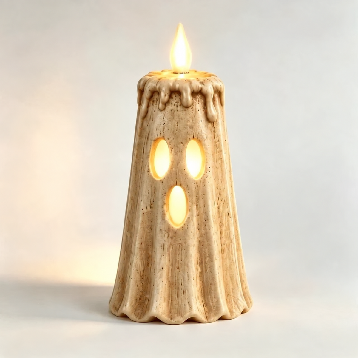 3-Piece Glowing Ghost Candle Set – Cozy Halloween Decor
