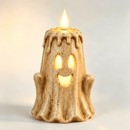 3-Piece Glowing Ghost Candle Set – Cozy Halloween Decor