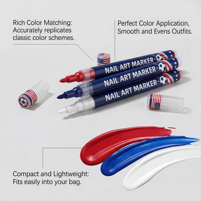 ⚽Soccer Fan Nail Art Set – 🌈12 Colors DIY Nail Design Pens for World Cup