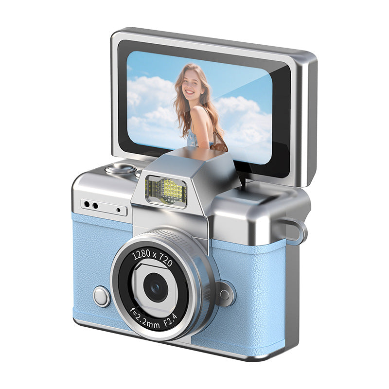 📸 Mini Retro Digital Camera with 180° Flip Screen – 32GB Card Included