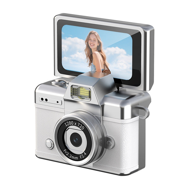 📸 Mini Retro Digital Camera with 180° Flip Screen – 32GB Card Included