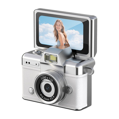 📸 Mini Retro Digital Camera with 180° Flip Screen – 32GB Card Included