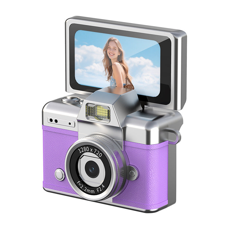 📸 Mini Retro Digital Camera with 180° Flip Screen – 32GB Card Included