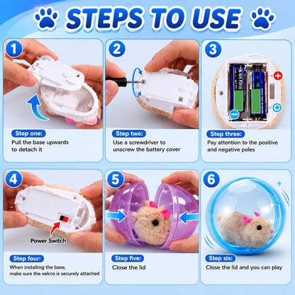 Automatic Rolling Plush Animal Cat Toy-Free Play for Indoor Cats