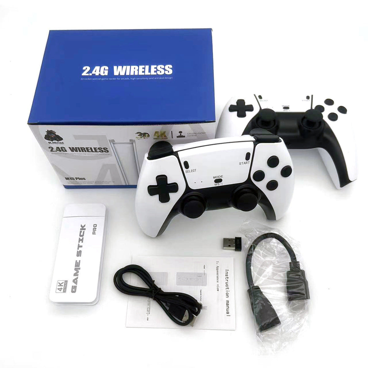 🎮 4K Retro Game Stick with Built-In Games & Dual Wireless Controllers