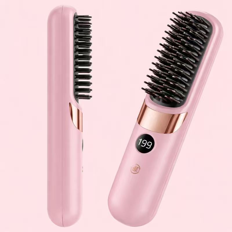 💇‍♀️🔥 3-in-1 Cordless Hair Straightening Brush – Straighten, Curl & Detangle – USB-C Rechargeable with 4 Heat Settings – Perfect Hair Anywhere! ✨