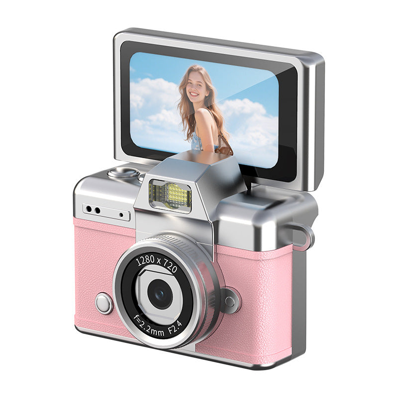 📸 Mini Retro Digital Camera with 180° Flip Screen – 32GB Card Included