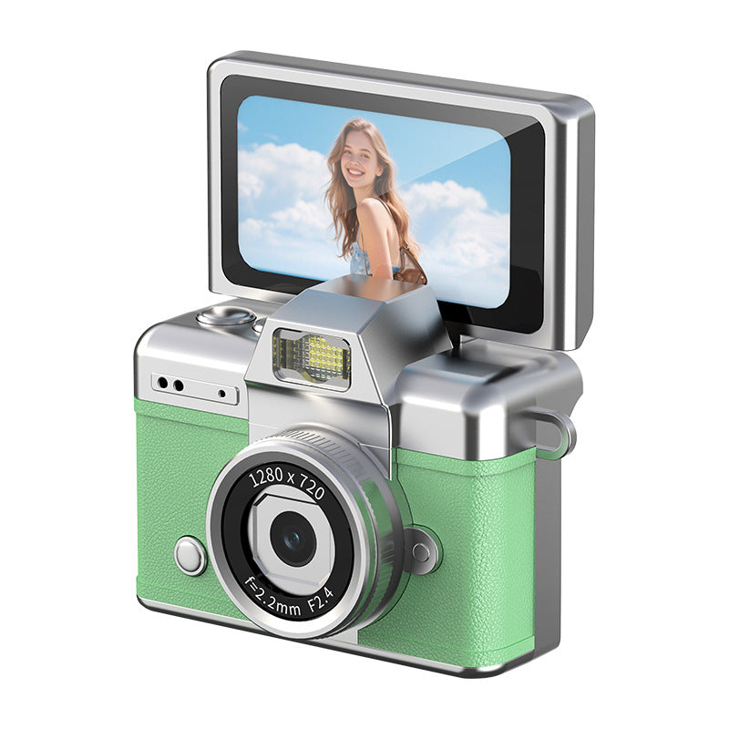 📸 Mini Retro Digital Camera with 180° Flip Screen – 32GB Card Included