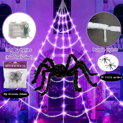 16.4FT Halloween Spider Web Lights Set