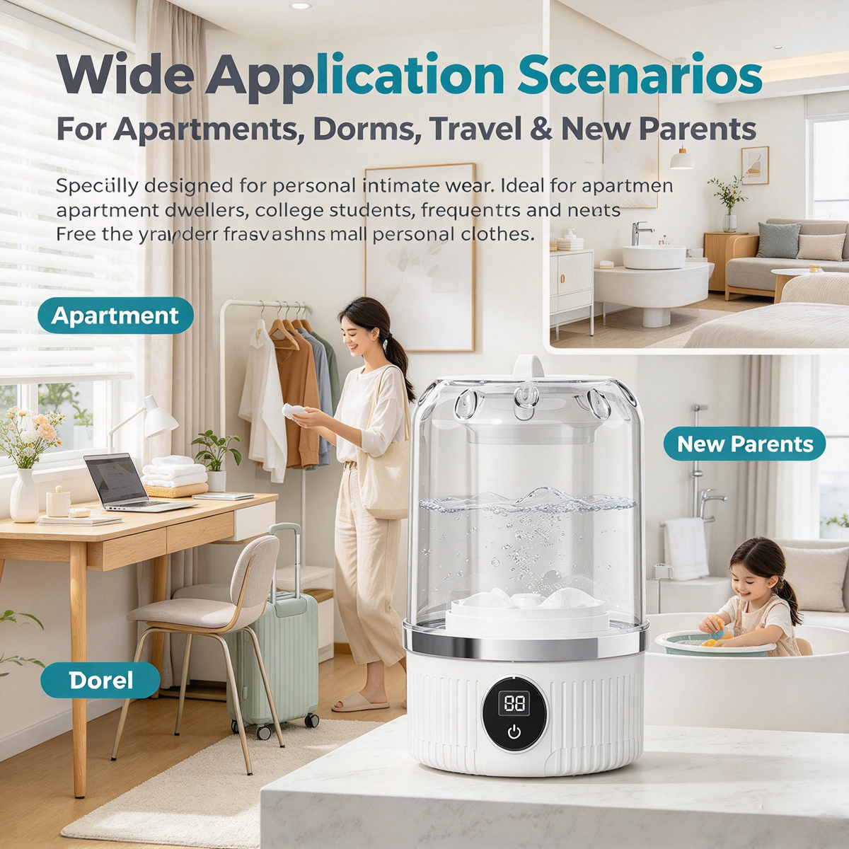 ✈️ Travel Mini Laundry Washer with USB-C Charging