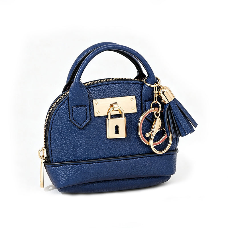 🔥Buy 3 Get 1 Free 🐚 Mini Shell Bag Keychain – PU Leather Lipstick Coin Purse with Golden Padlock & Tassel ✨