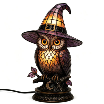 🧙‍♀️Exclusive Limited Item 🔥50%OFF🐈‍⬛ Gothic Stained Glass Witch Black Cat Table Lamp | Halloween Witch Hat Night Light Decor