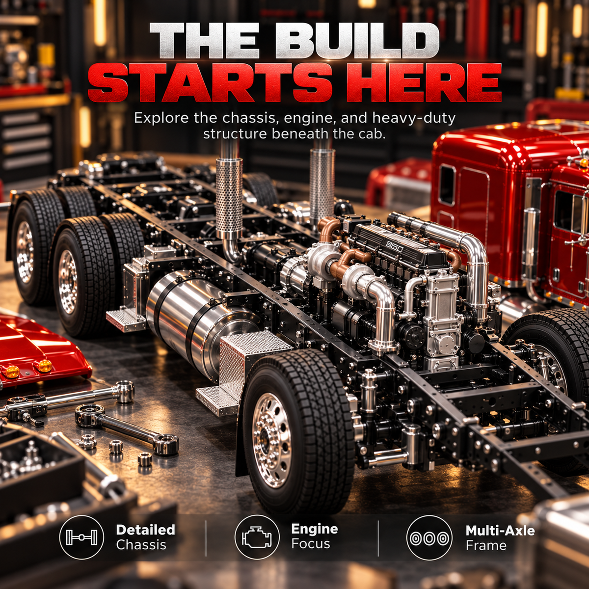 Classic American Semi Truck Model Assembly Kit – product view 5