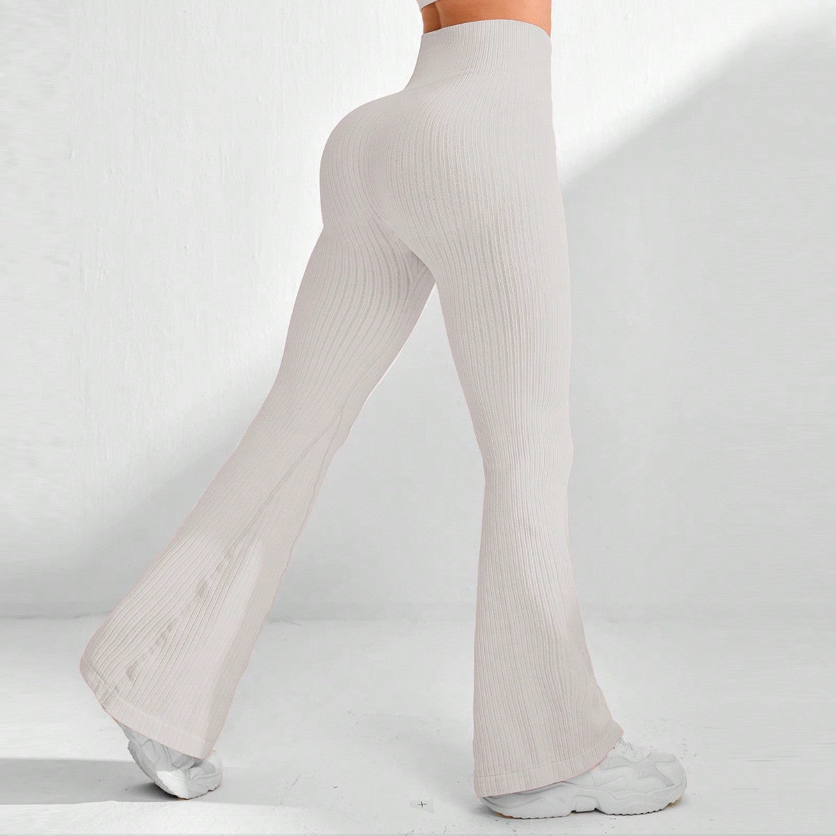 High Waisted Threaded Horn Yoga Pants, Hip Lifting Fitness Pants