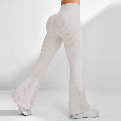 High Waisted Threaded Horn Yoga Pants, Hip Lifting Fitness Pants