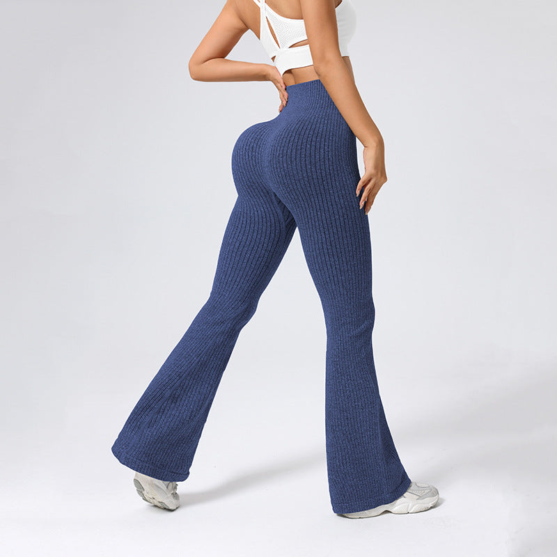 High Waisted Threaded Horn Yoga Pants, Hip Lifting Fitness Pants