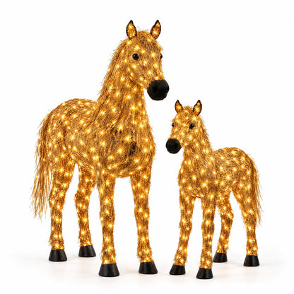 ✨🐎 Light-Up Christmas Horse & Foal – Warm White Holiday Glow