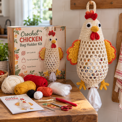 Crochet Animal Bag Holder DIY Kit – Cute & Functional Hanging Storage Craft Kit⭐