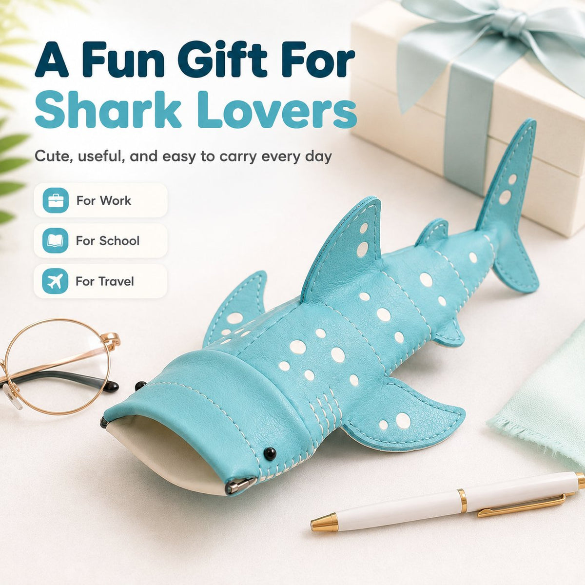 🔥Last Day 49% OFF - 🦈🌊Cute Shark Glasses Case | Shark-Shaped Storage Pouch For Everyday Essentials🌊