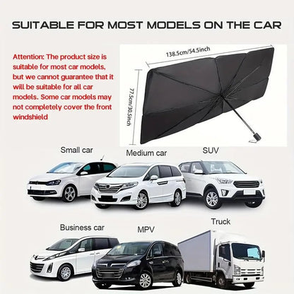 Portable car sunshade, foldable windshield sunshade, car exterior accessories, daily car windshield cooling umbrella