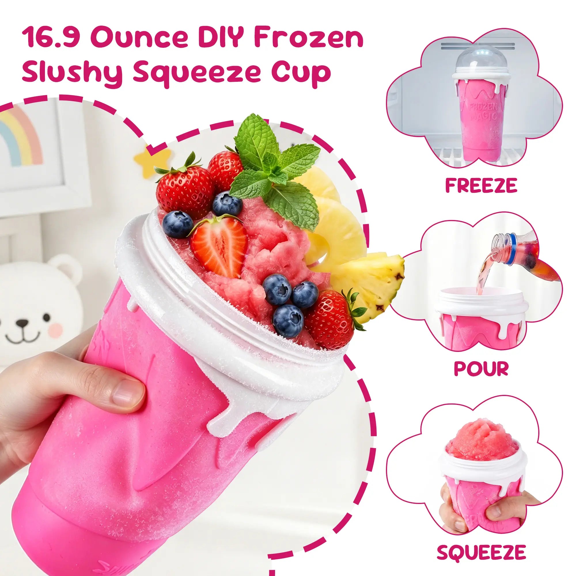 11.8oz Slushie Maker Cup with Lid & Straw for DIY Frozen Drinks
