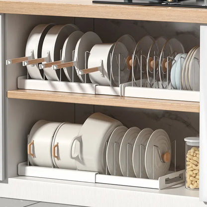 🍽️ 7/10-Slot Adjustable Tableware Organizer – Space-Saving Rack for Plates, Lids & Cutting Boards