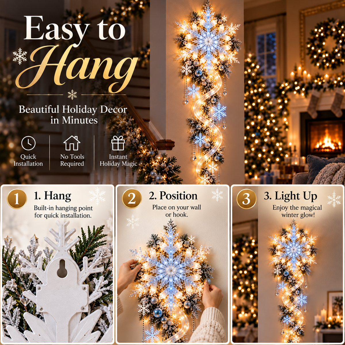 🔥Last Day 49% OFF🔥❄️ Giant Snowflake Blizzard Trail - Let the Snowstorm Glow Indoors