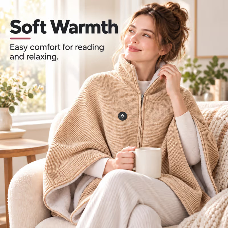 💟8-Zone Wearable Heated Blanket❄️ –  ♨️Cozy Shawl with 3 Heat Levels & USB Power
