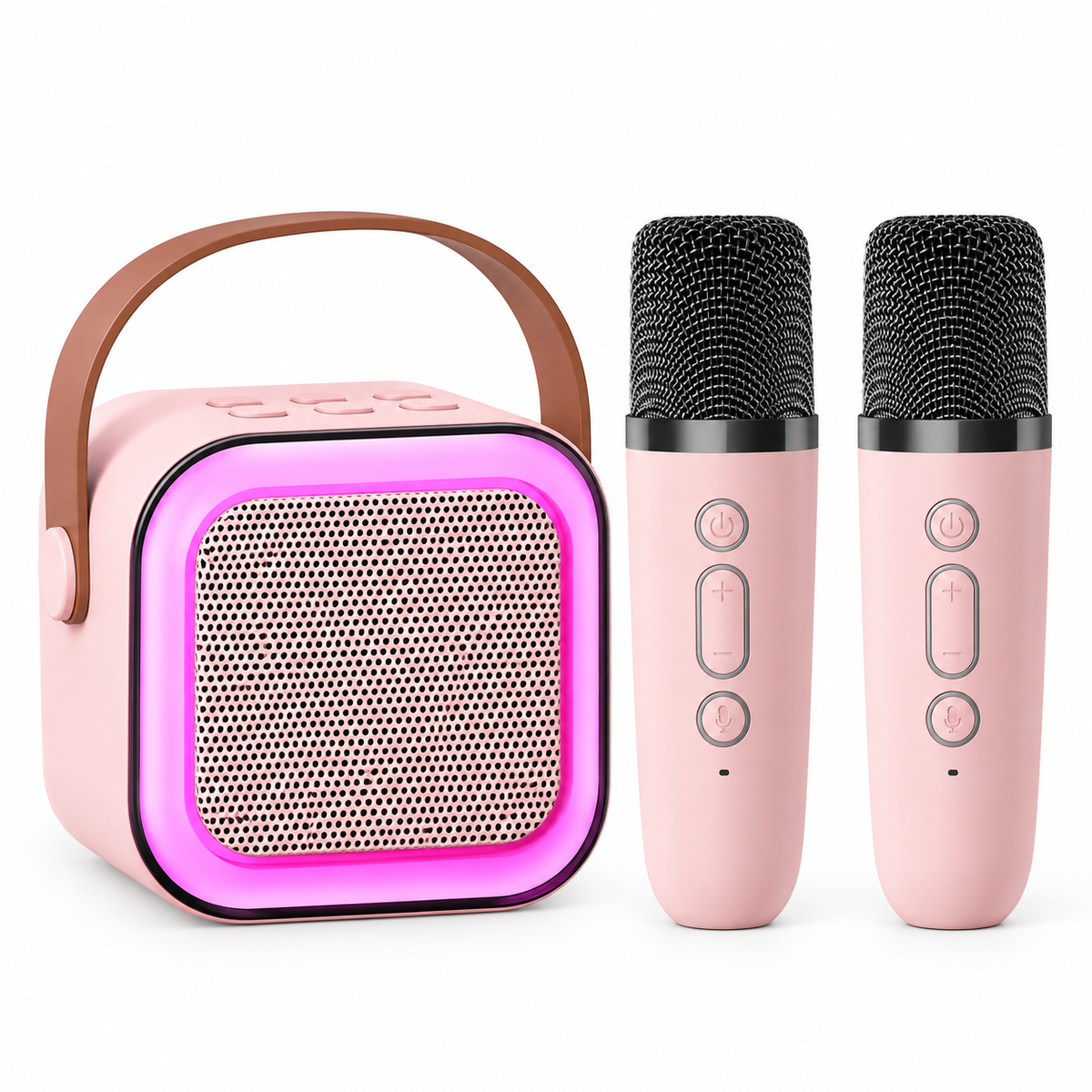 Portable Bluetooth Karaoke Speaker with 2 Wireless Microphones & RGB Lights