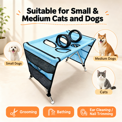 2-in-1 Foldable Pet Grooming Bed – Comfortable Cat & Dog Grooming Hammock