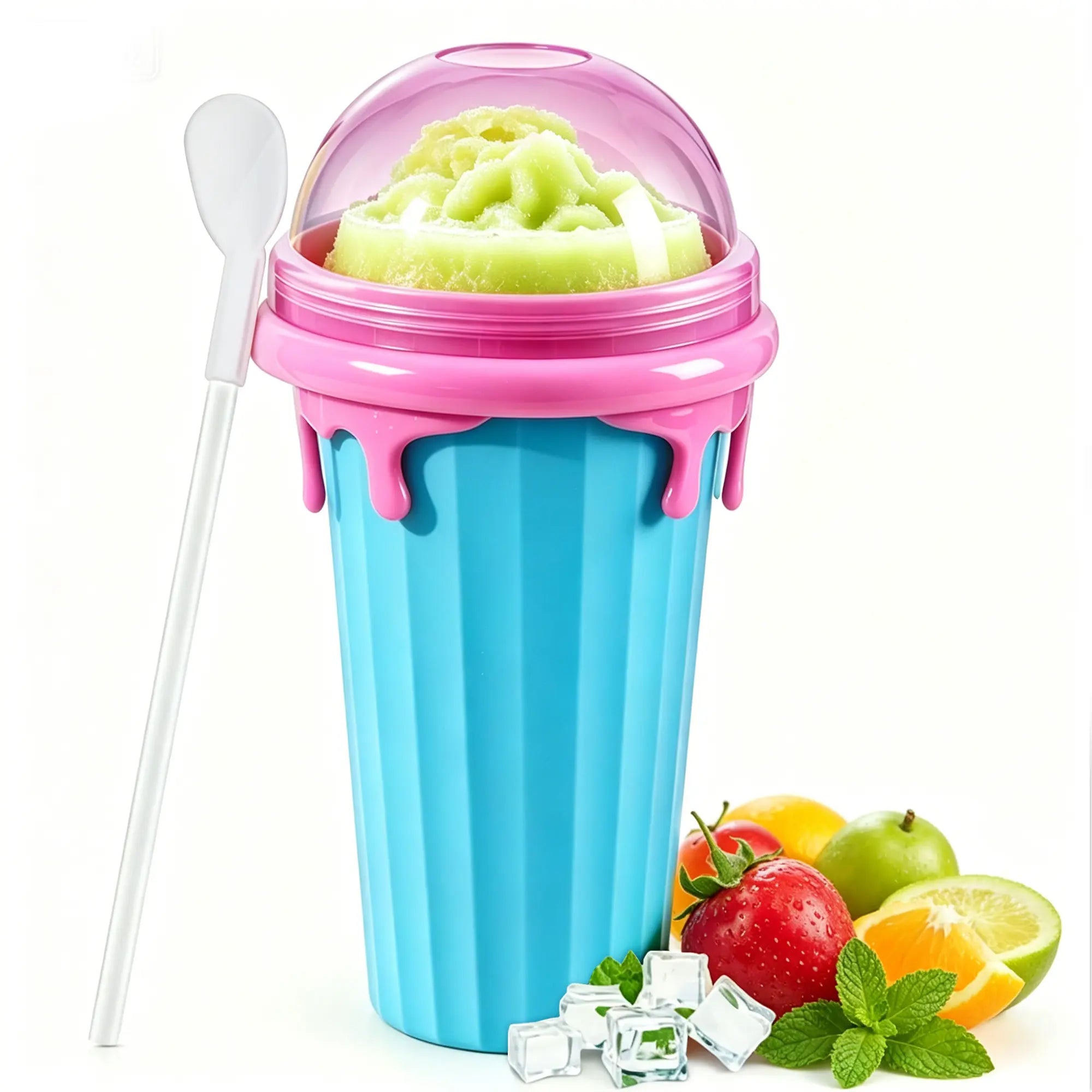 11.8oz Slushie Maker Cup with Lid & Straw for DIY Frozen Drinks