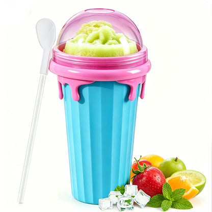 11.8oz Slushie Maker Cup with Lid & Straw for DIY Frozen Drinks